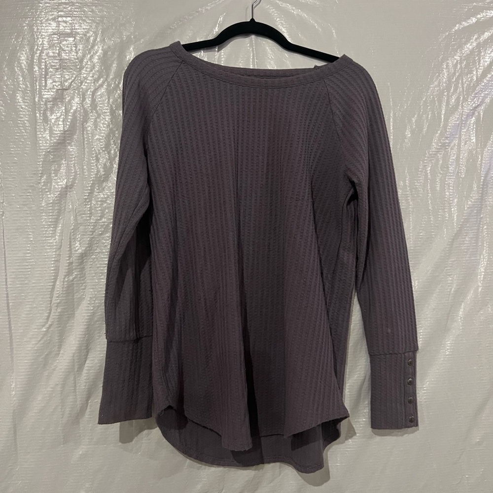 Chaser Purple Waffle Knit Long Sleeve Top Size Medium